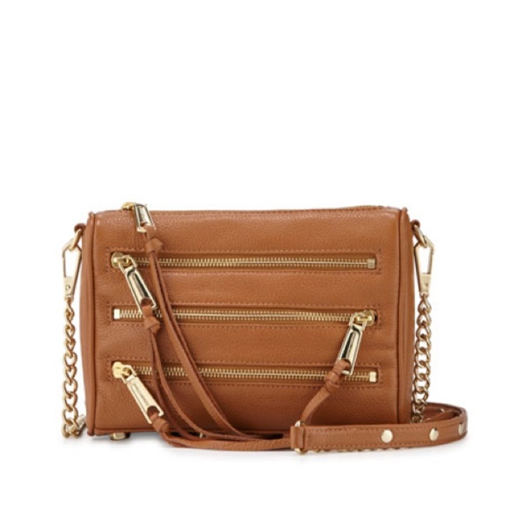 Tan Rebecca Minkoff Mini 5 Zip Crossbody